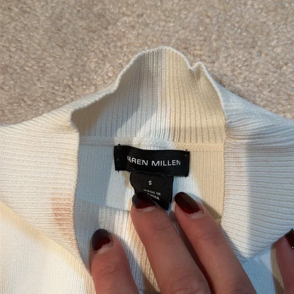 Karen Millen White Feather Cuff Women's Stretchy Sweater S - Picture 3 of 5